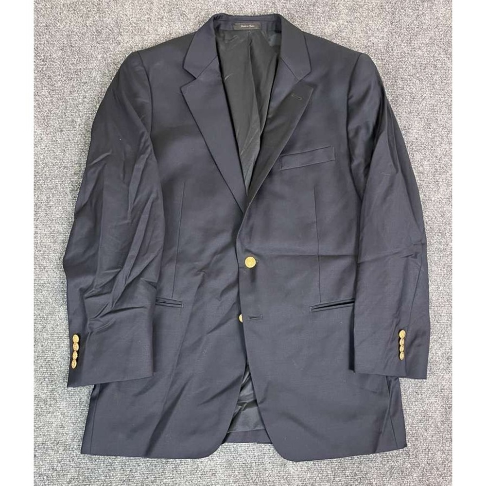 RALPH LAUREN LRL Lord & Taylor Men's 41R Navy Blue Gold Button Blazer Jacket